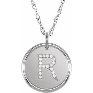 Sterling Silver .07 CTW Natural Diamond Posh Mommy¬Æ Initial R 18" Necklace