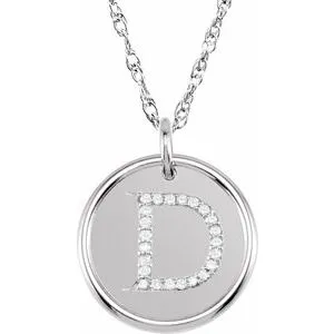 Sterling Silver .08 CTW Natural Diamond Posh Mommy¬Æ Initial D 18" Necklace
