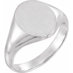 Sterling Silver 11x9.5 mm Oval Signet Ring