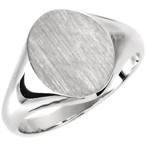 Sterling Silver 11x9.5mm Oval Signet Ring, Size 6