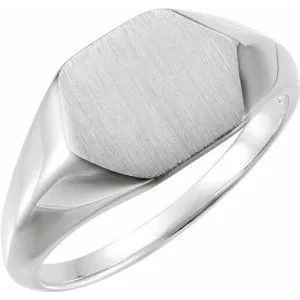 Sterling Silver 12x10 mm Geometric Signet Ring