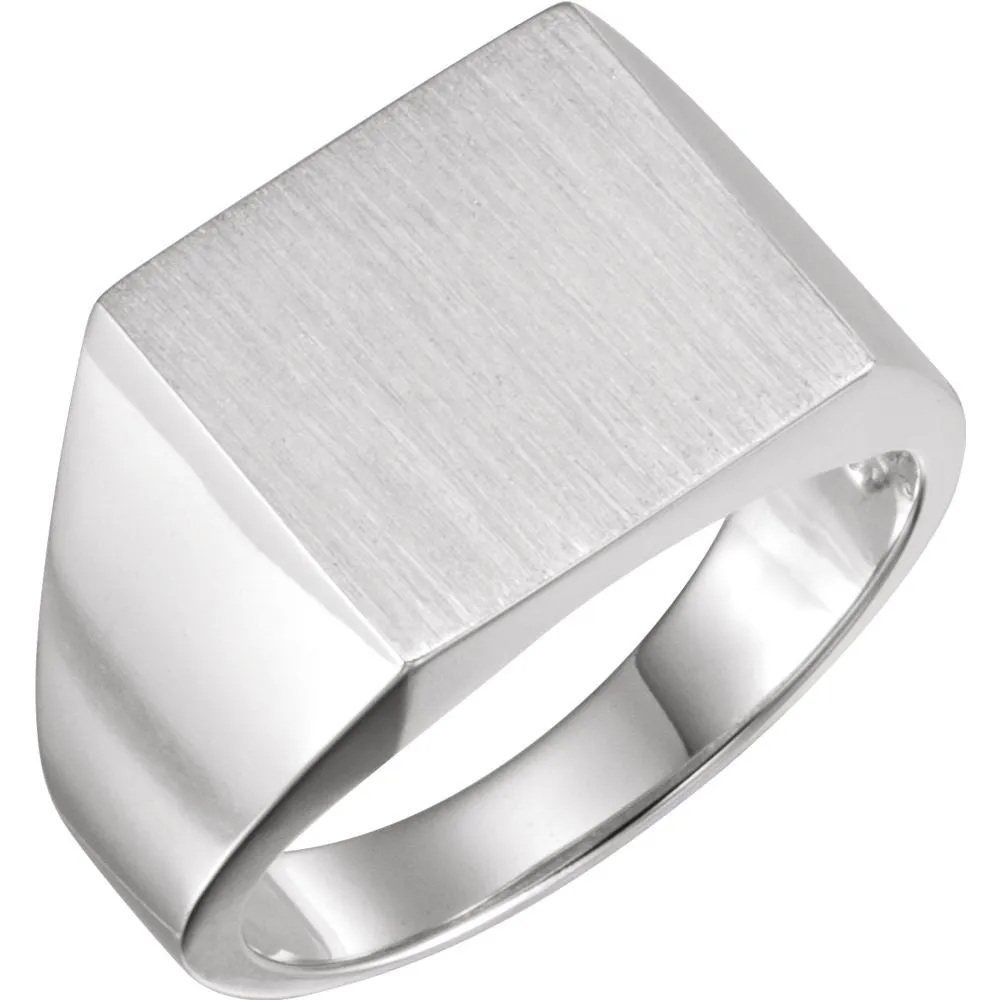 Sterling Silver 13.5x14mm Square Signet Ring, Size 11