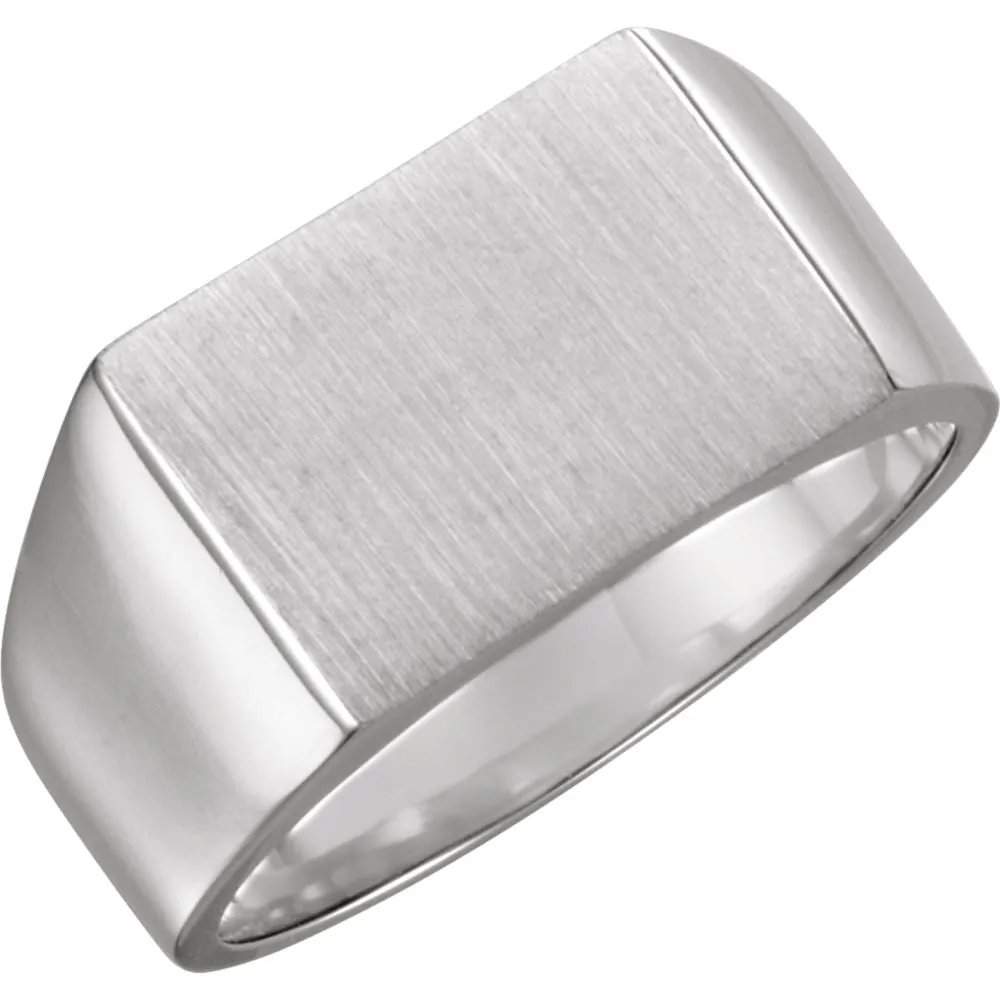Sterling Silver 15x11mm Men's Signet Ring, Size 11