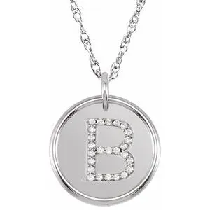 Sterling Silver 1/8 CTW Natural Diamond Posh Mommy¬Æ Initial B 18" Necklace