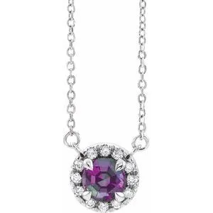 Sterling Silver 4.5 mm Lab-Grown Alexandrite & .05 CTW Natural Diamond 16" Necklace