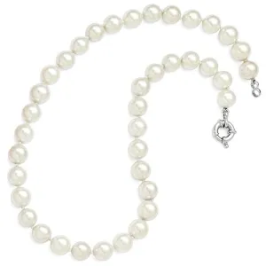 Sterling Silver Clasp (10mm) Shell Pearl Strand Necklace
