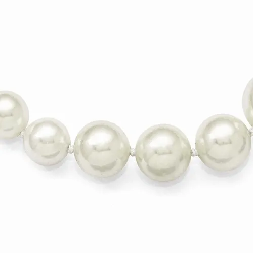 Sterling Silver Clasp (6-12mm) Shell Pearl Graduated Necklace