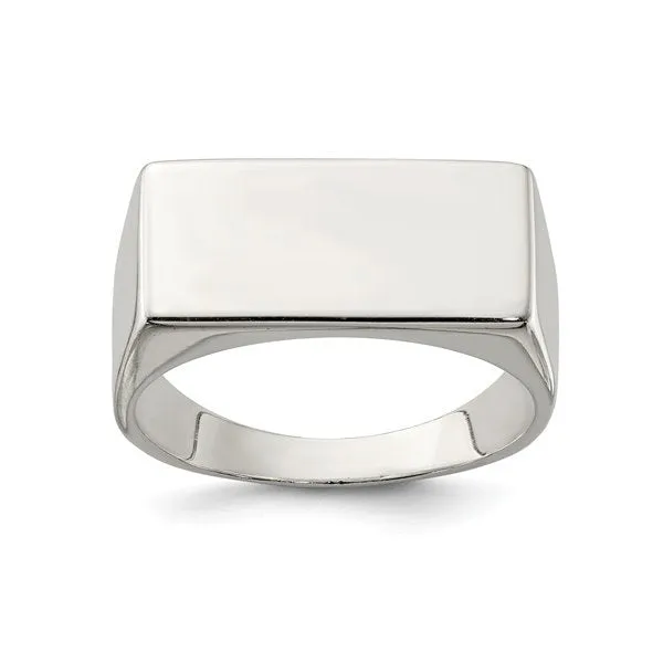 Sterling Silver Mens Solid Closed Back Signet Ring