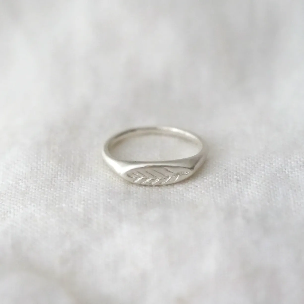 Sterling Silver Olive Branch Signet Ring