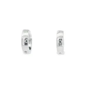 Sterling Silver Rhodium Plated Small Wide Huggie Hoop Earrings