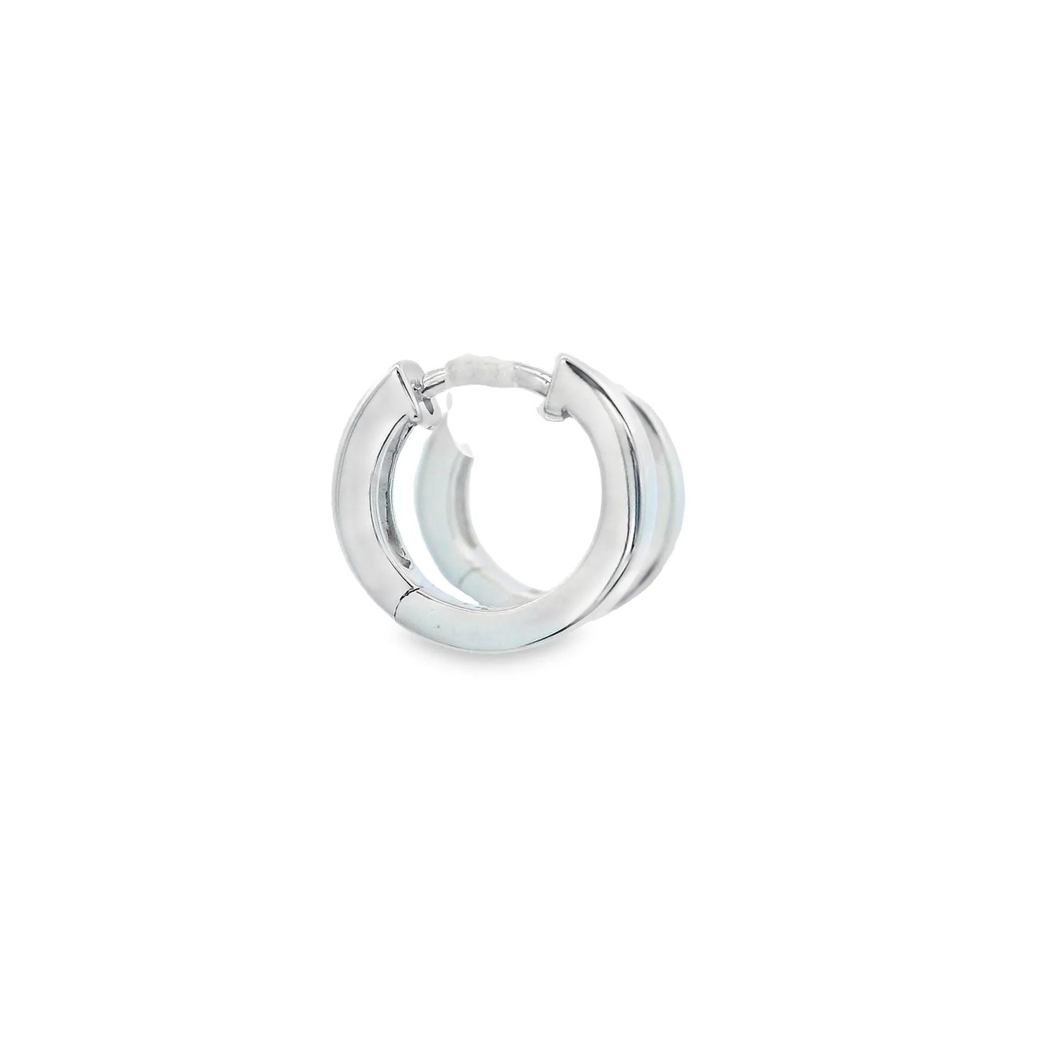 Sterling Silver Rhodium Plated Small Wide Huggie Hoop Earrings