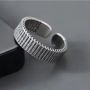 StilKlassiker Herren Vintage Zeigefingerring mit Einfachen Linien