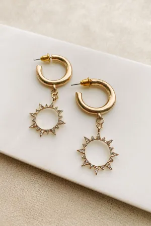Sun And Shine Sun Charm Hoop Earring (Gold)