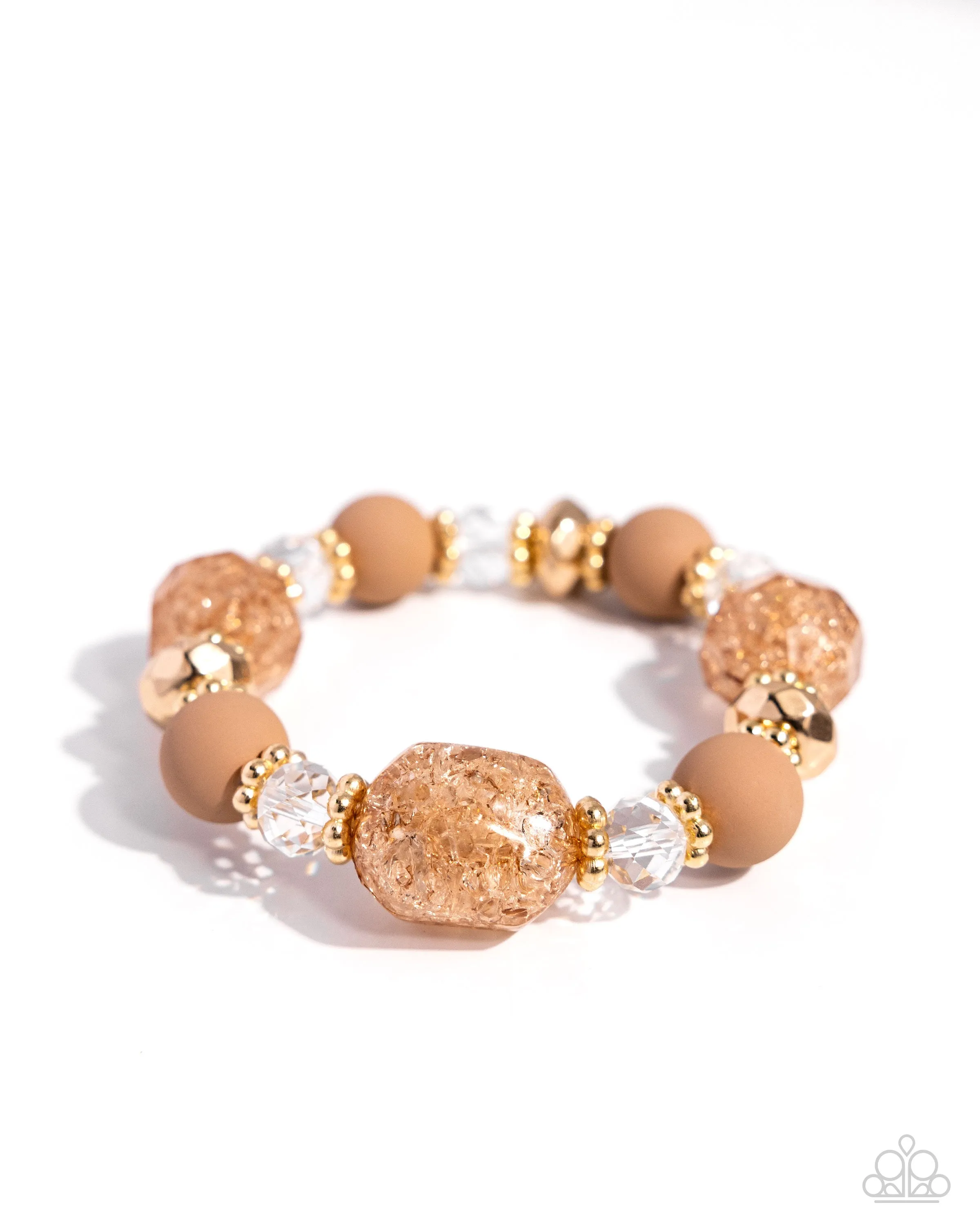 Sweetly Shattered - Brown - and Gold Bead Paparazzi Stretchy Bracelet
