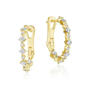 Tacori Stilla Carré and Round Small Diamond Hoop Earrings FE893Y