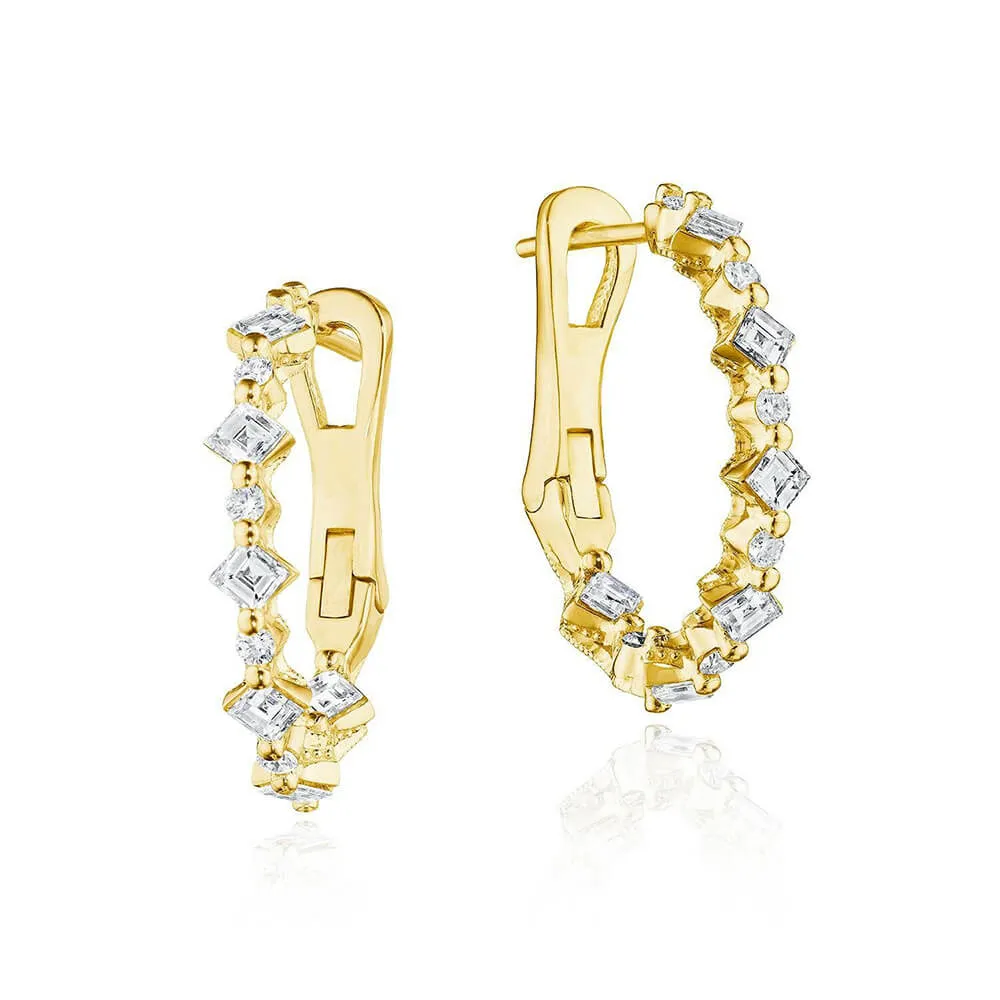 Tacori Stilla Carré and Round Small Diamond Hoop Earrings FE893Y