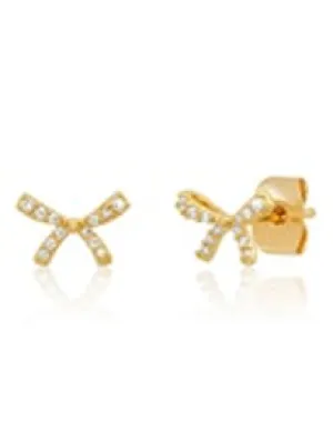 Tai - Pave Gold Bow Earrings (Gold)