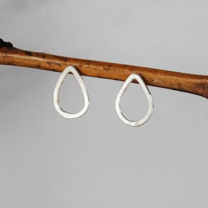 Teardrop Stud Earrings - sterling silver