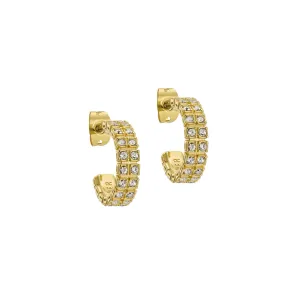 ted baker mellrie: small double crystal hoop earrings gold tone, clear crystal