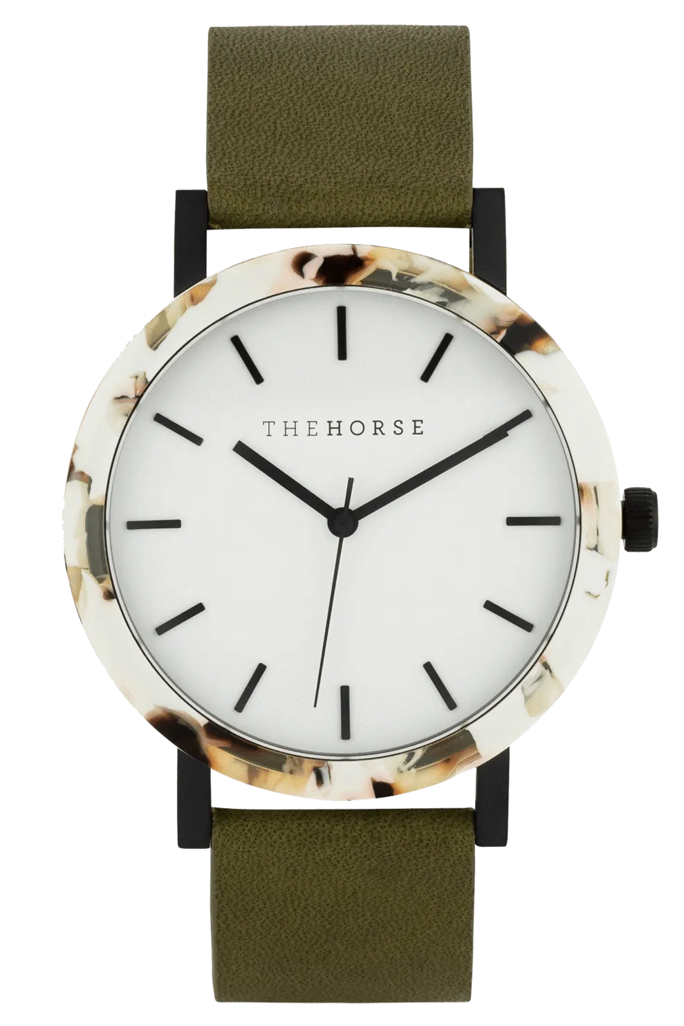 THE HORSE 'THE RESIN' WATCH - NOUGAT/WHITE DIAL/OLIVE LEATHER