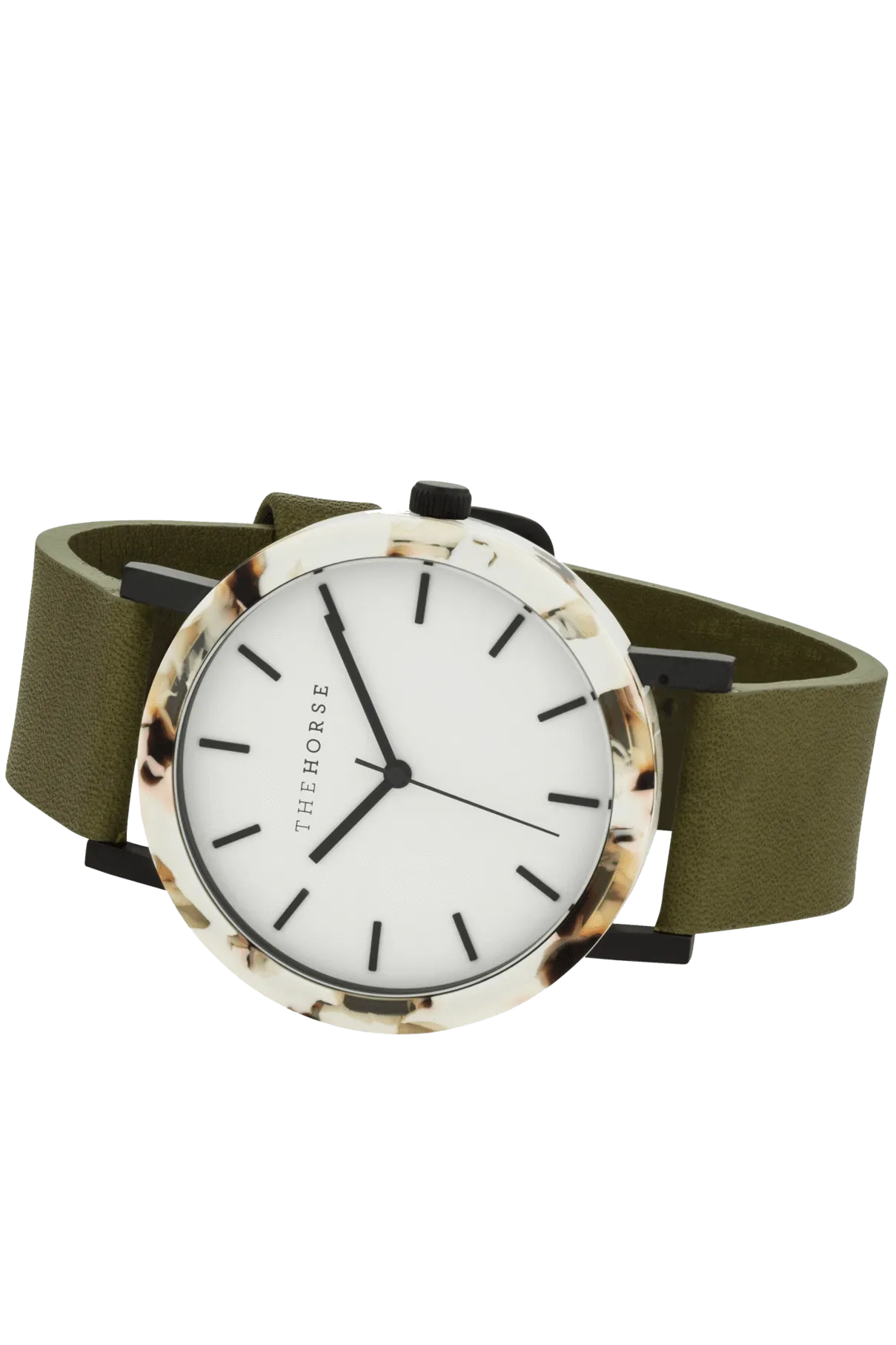 THE HORSE 'THE RESIN' WATCH - NOUGAT/WHITE DIAL/OLIVE LEATHER