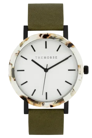 THE HORSE 'THE RESIN' WATCH - NOUGAT/WHITE DIAL/OLIVE LEATHER