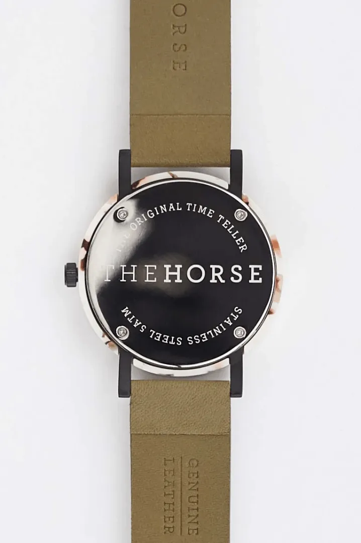 THE HORSE 'THE RESIN' WATCH - NOUGAT/WHITE DIAL/OLIVE LEATHER