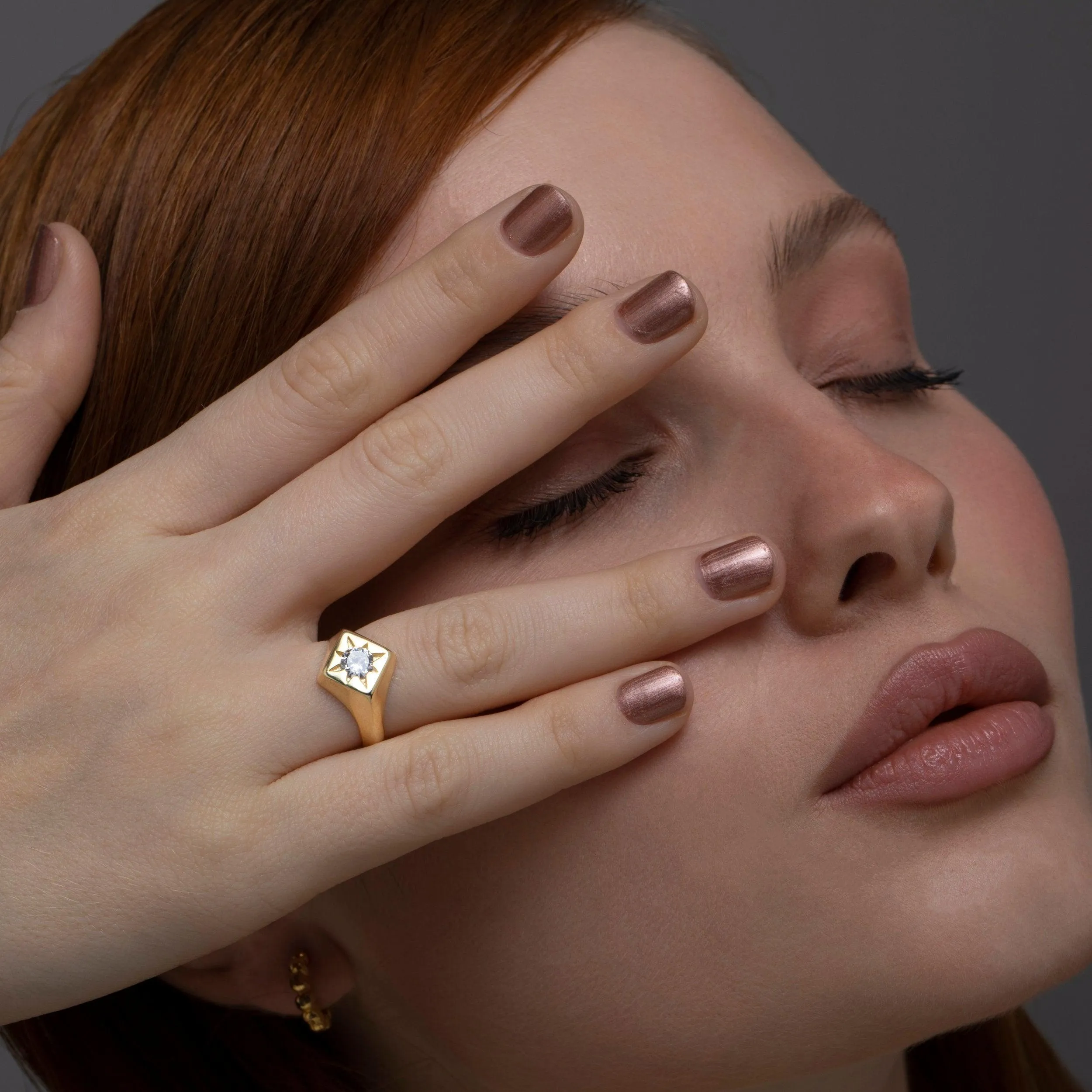The North Star CZ Diamond Signet Ring - 18K Gold Vermeil