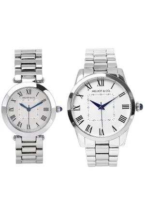 The Time Silver Metal His and Her Set (Silver)