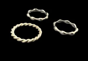 Three 925 Sterling Silver Band Rings Stackable Size 7 Vintage