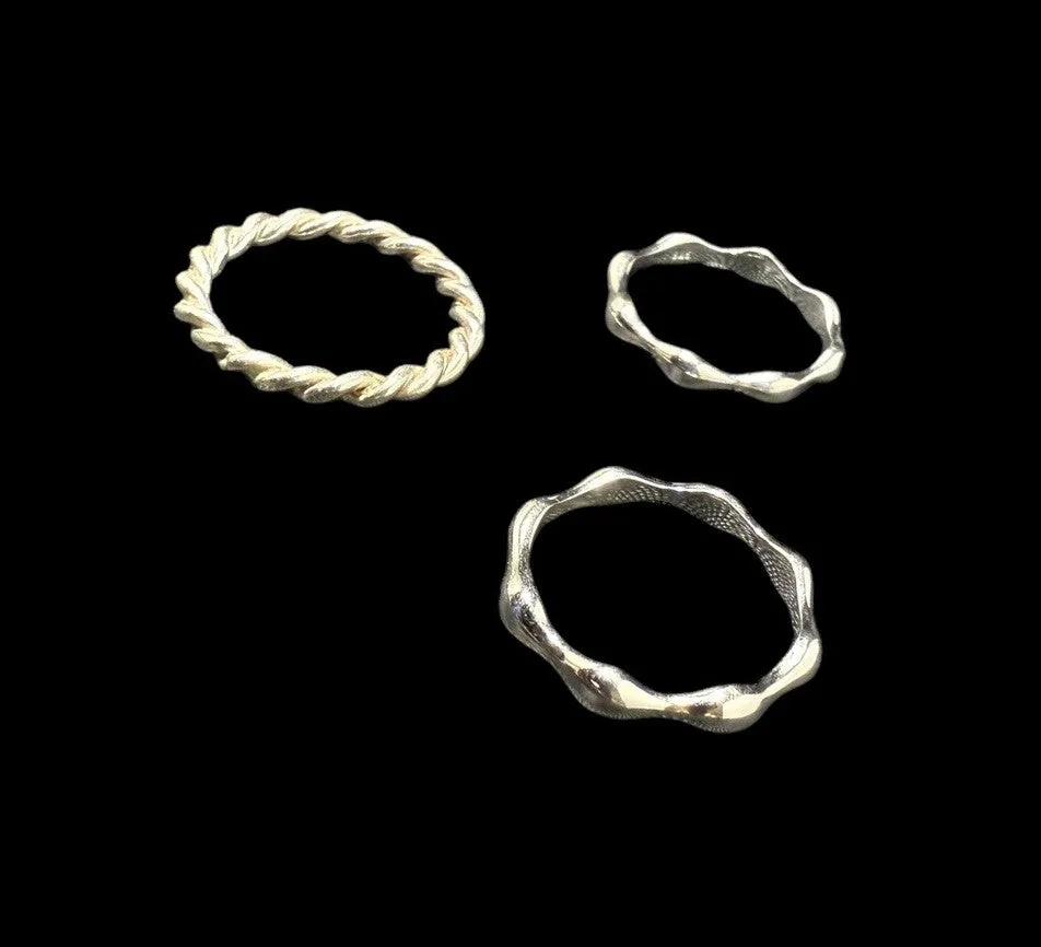 Three 925 Sterling Silver Band Rings Stackable Size 7 Vintage