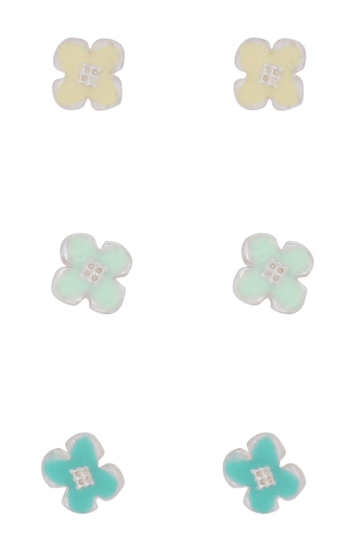 THREE-PAIR SET OF FLOWER STUD EARRINGS