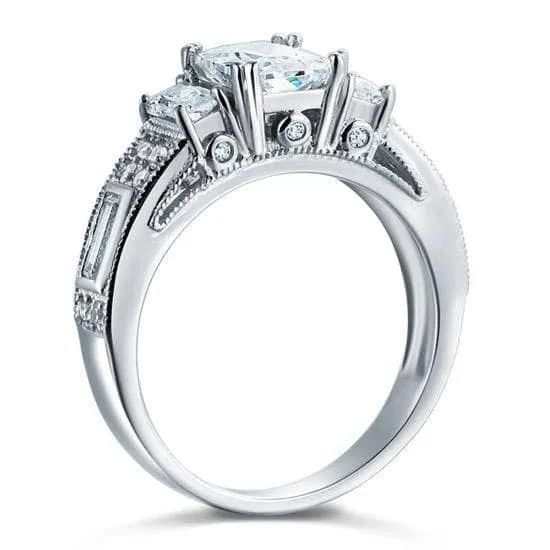Three-Stone Radiant Cut Diamond Vintage Ring