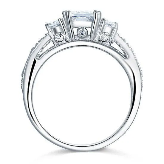Three-Stone Radiant Cut Diamond Vintage Ring