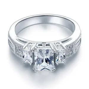 Three-Stone Radiant Cut Diamond Vintage Ring