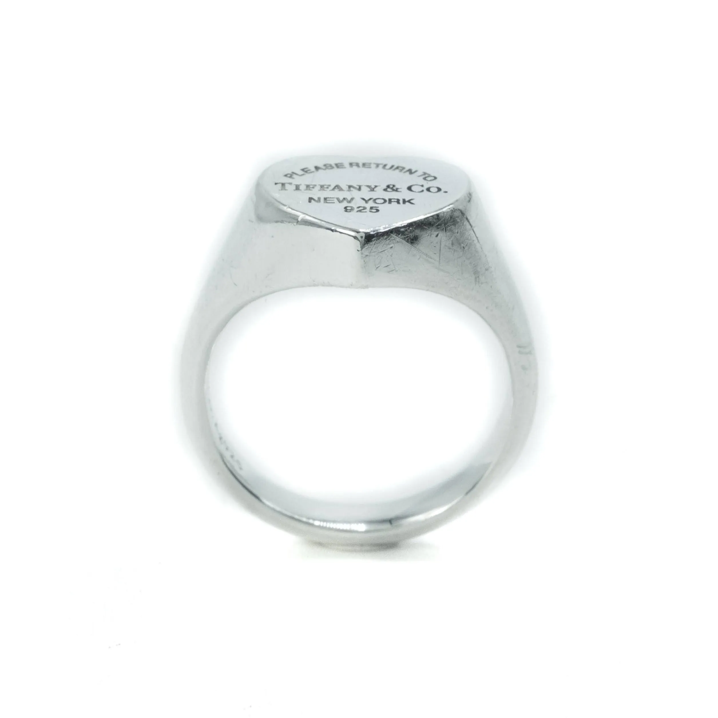 Tiffany & Co Return To Tiffany Heart Signet Sterling Silver Small Ring Size : I