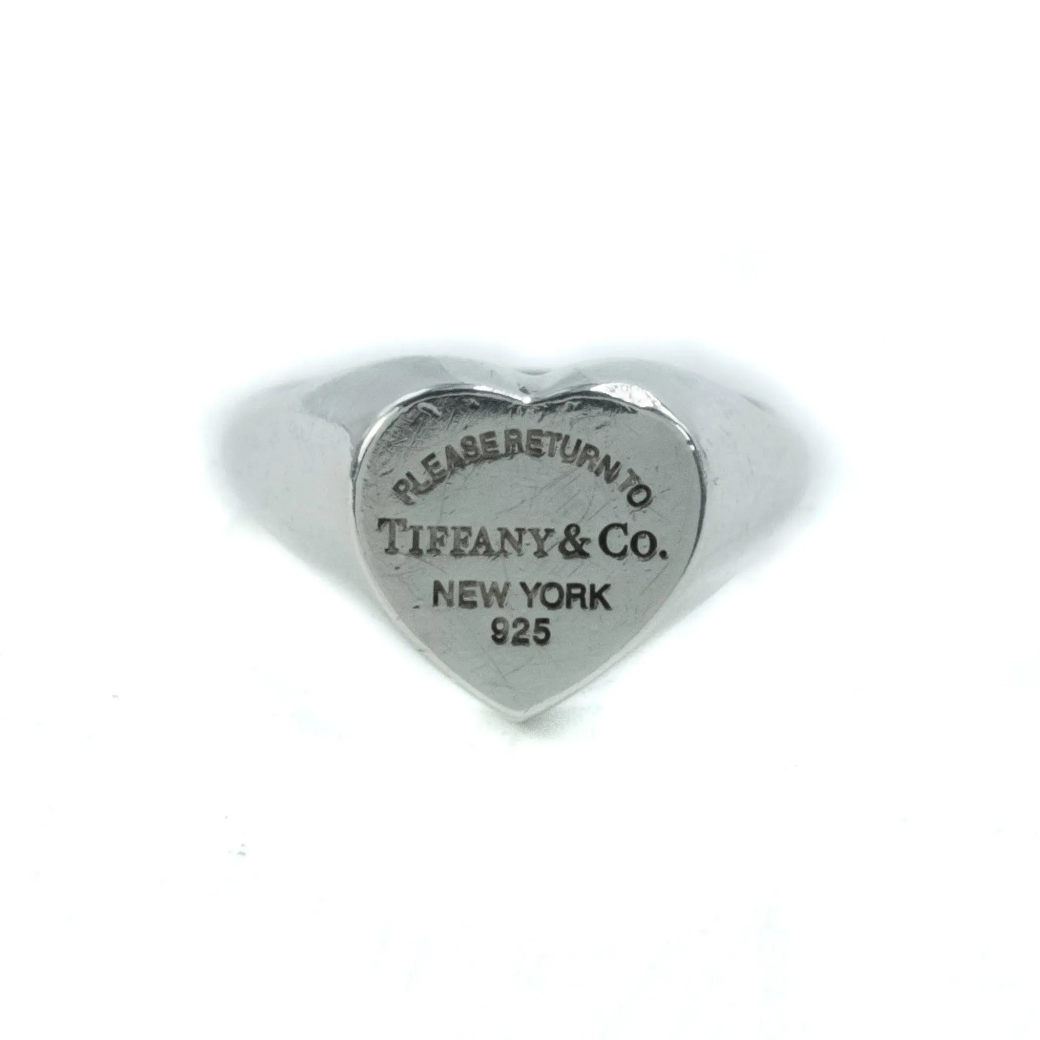 Tiffany & Co Return To Tiffany Heart Signet Sterling Silver Small Ring Size : I
