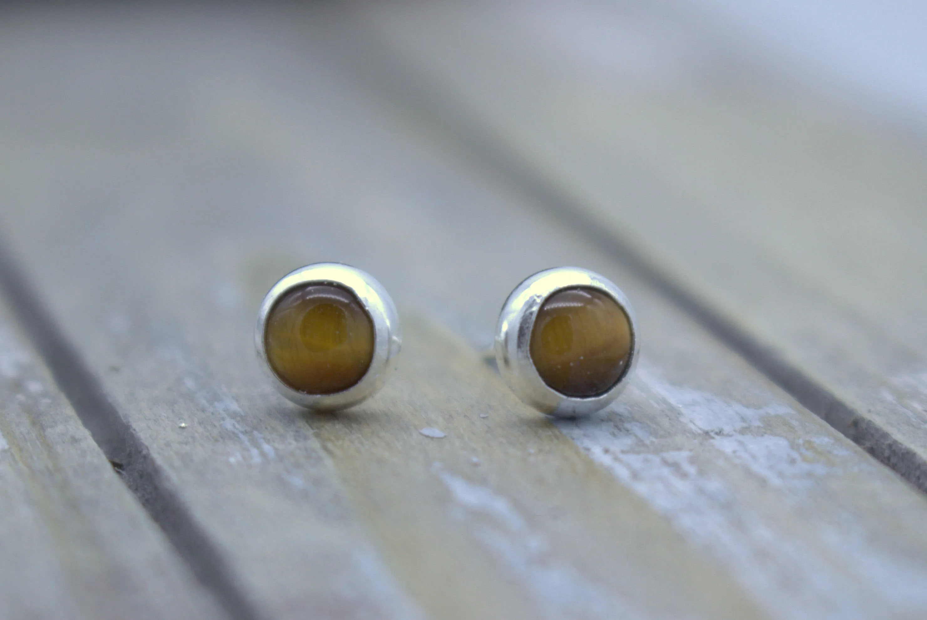 Tiger Eye Studs - 5mm