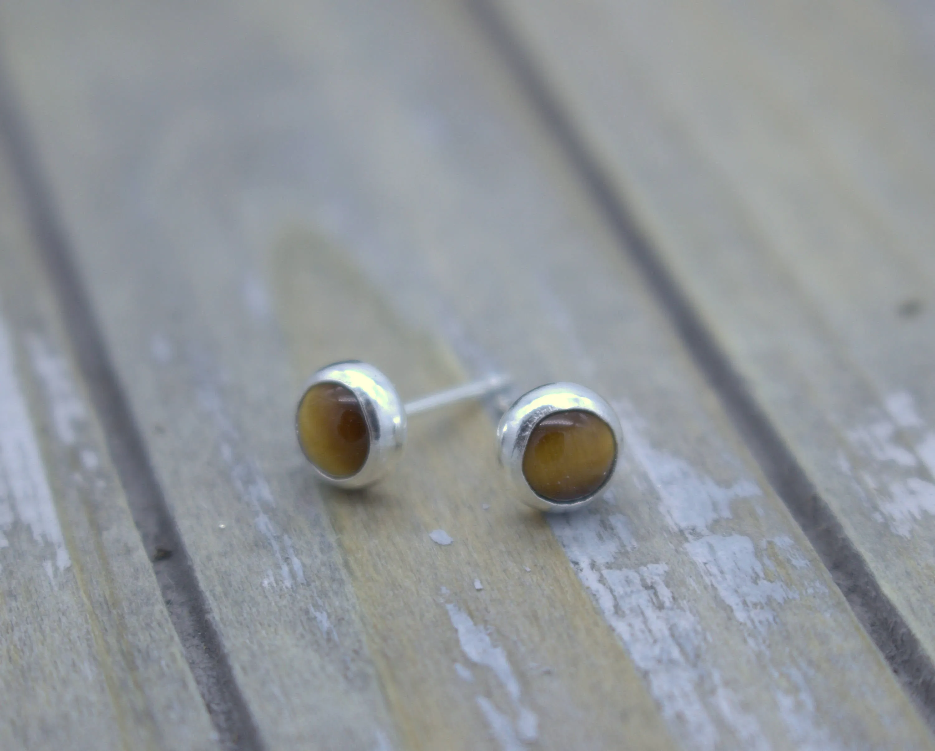 Tiger Eye Studs - 5mm