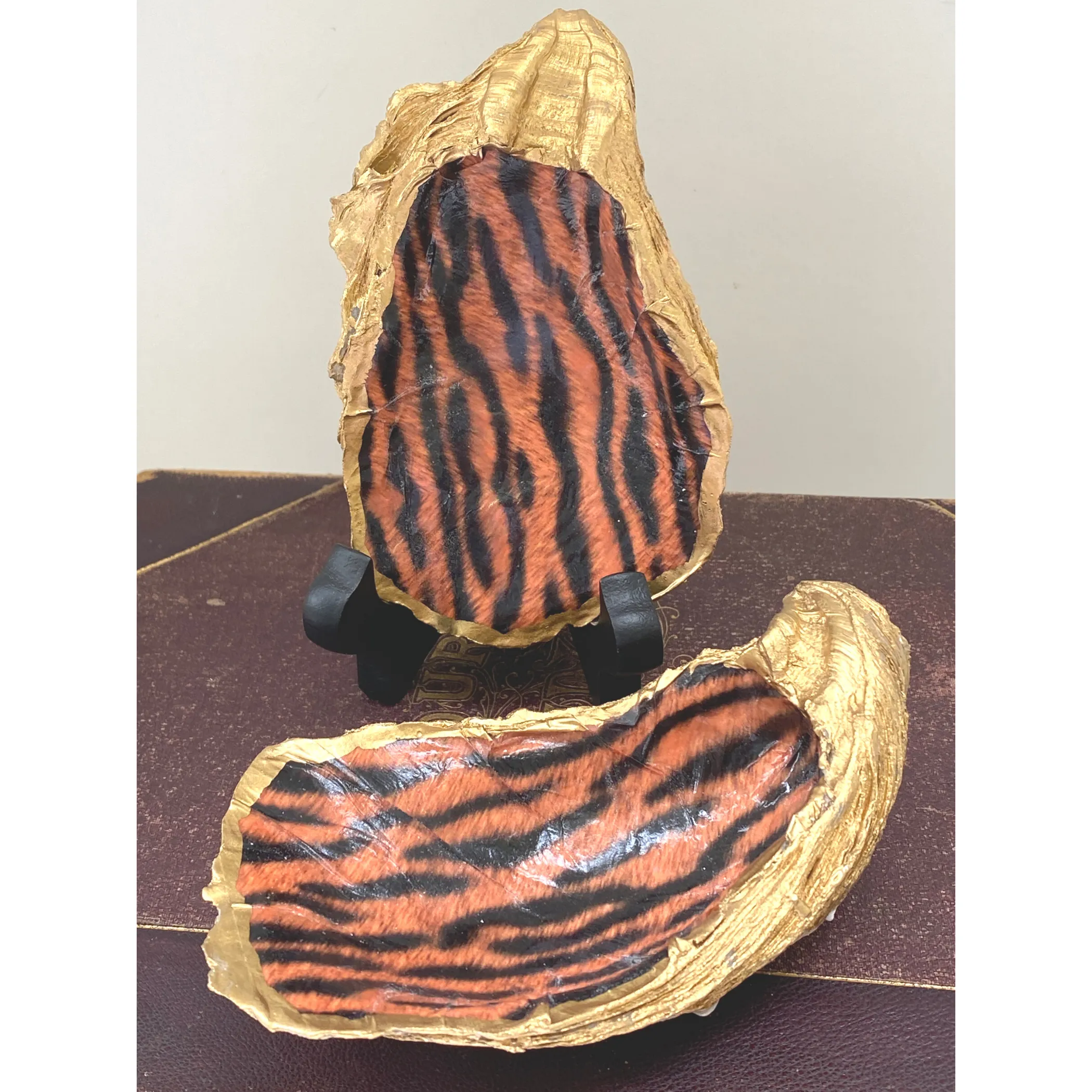 Tiger Stripes Oyster Shell Art | Tiger Home Decor | Gift for Her