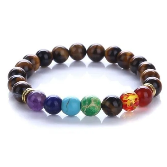 Tiger’s Eye 7 Chakra Elastic Bracelet for Balance & Confidence