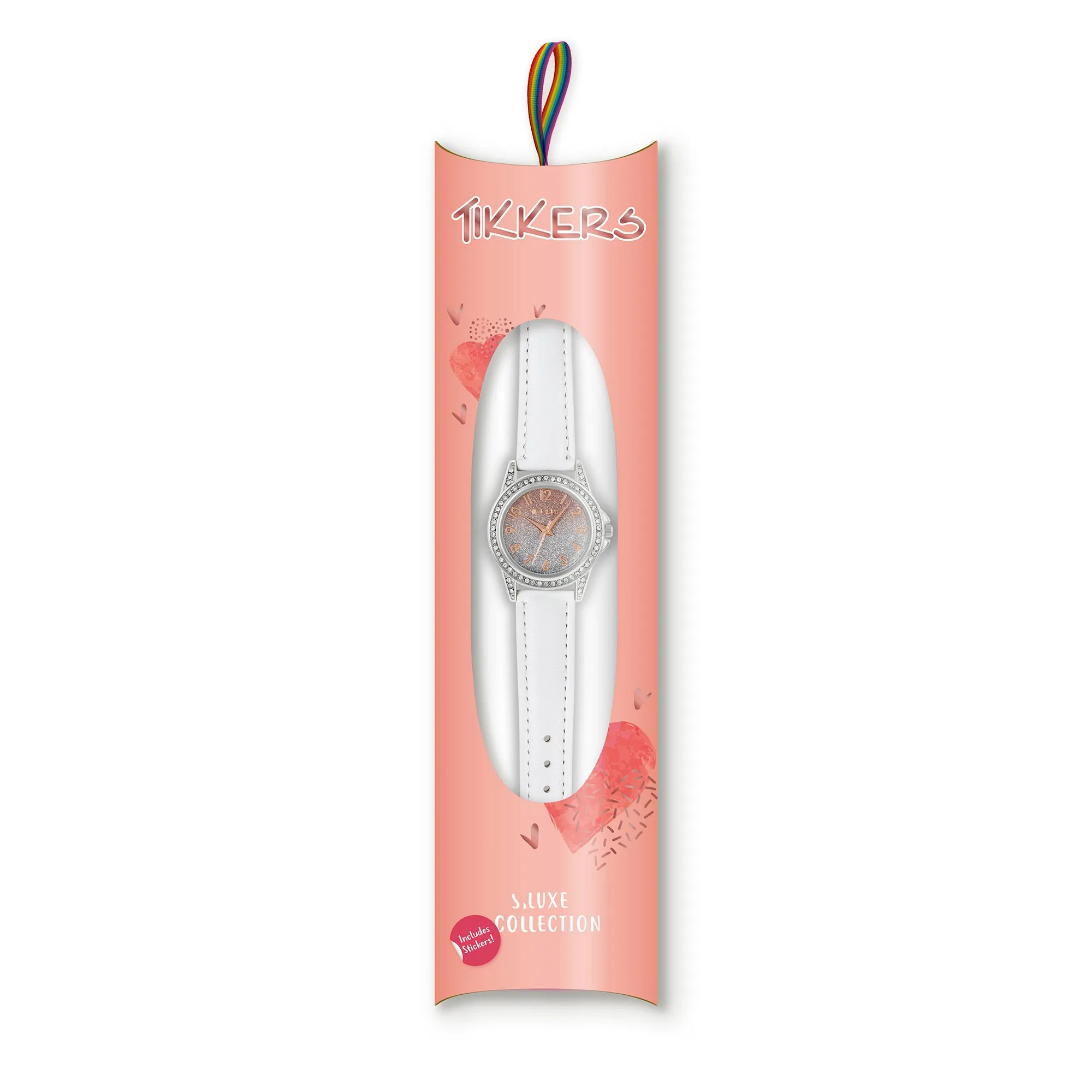 Tikkers White PU Strap Ombre Shimmer Dial Watch