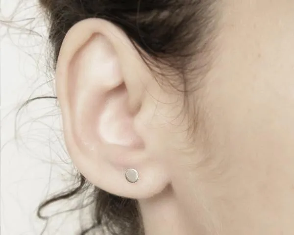 Tiny Gold Dot Circle Stud Earrings