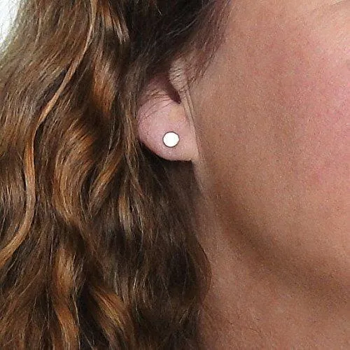 Tiny Gold Dot Circle Stud Earrings