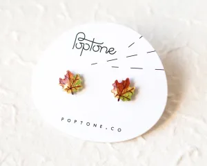 Tiny Maple Leaf Stud Earrings