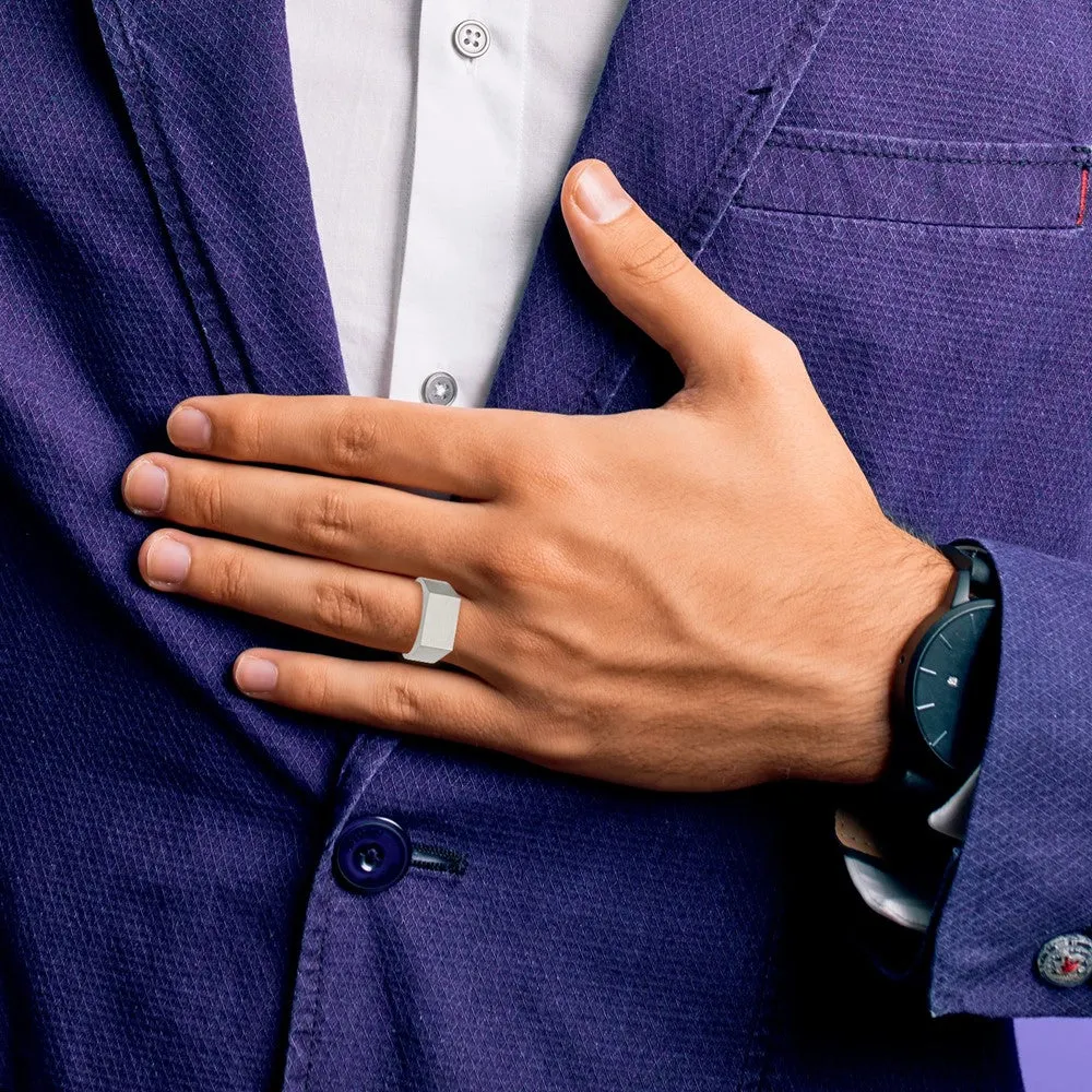 Titanium Brushed and Polished Signet Ring