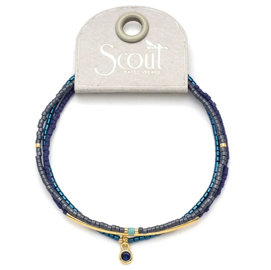 Tonal Chromacolor Miyuki Bracelet Trio - Navy/Gold