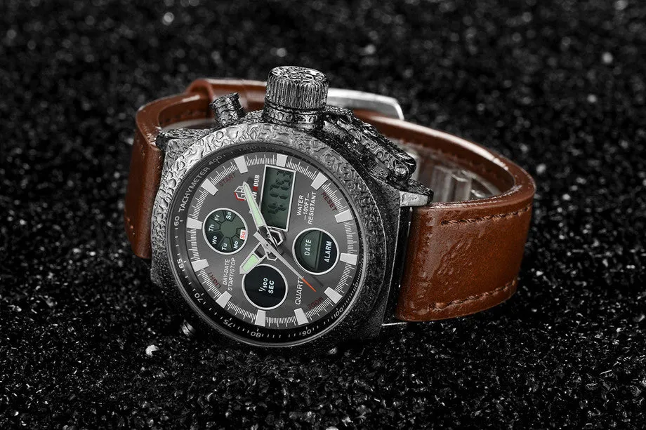 Top Brand Luxury Men Swimming Digital LED Quartz Outdoor Sports Watches Military Relogio Masculino Clock With Leather Strap