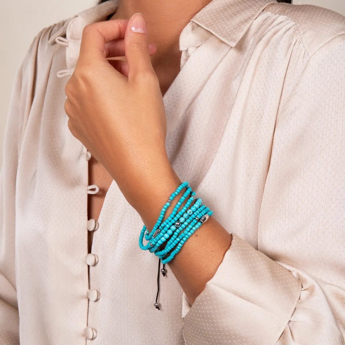 Turquoise | .925 Sterling Silver | Focus Gemstone Macrame Bracelet