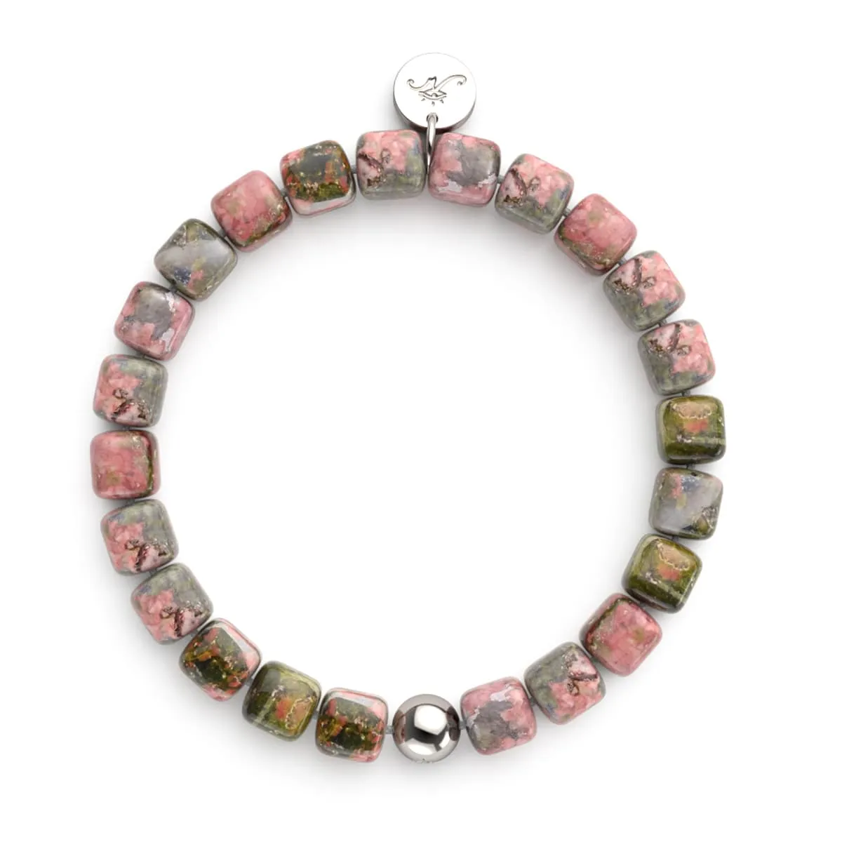 Unakite Jasper | Silver | Gemstone Pebble Bracelet
